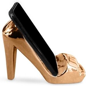 Trovety Rose Gold High Heel Holder for Cell Phone - Porcelain Shoe Phone Stand